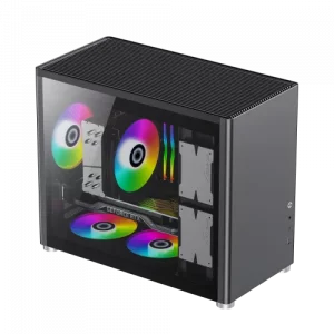 Boîtier PC Gaming GameMax Spark BK | Mini Tour Micro-ATX | Noir | USB-C Haute Vitesse | Design Compact & Moderne